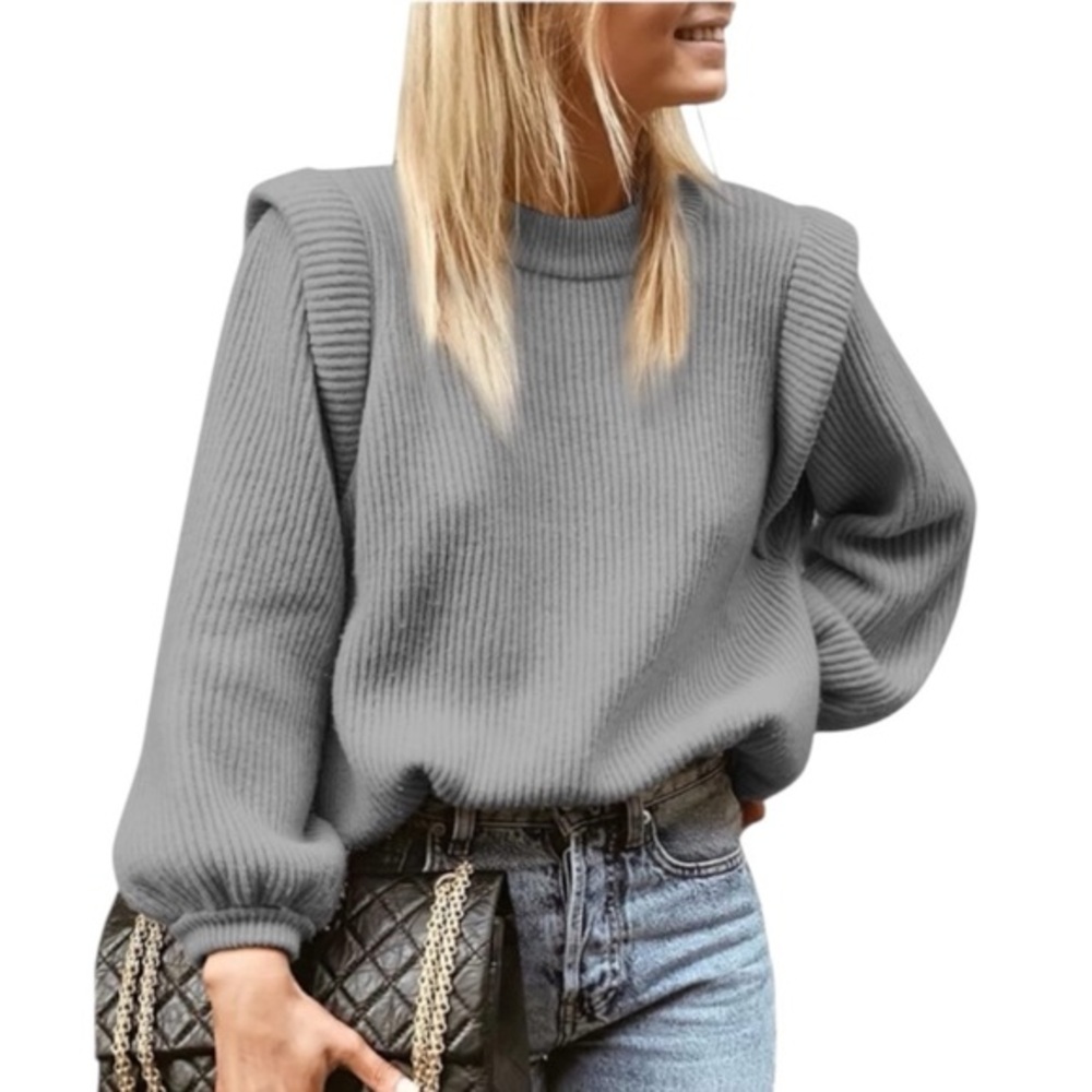 LouKeith grey ribbed knit sweater with drop shoulders XL NEW WITH TAGS